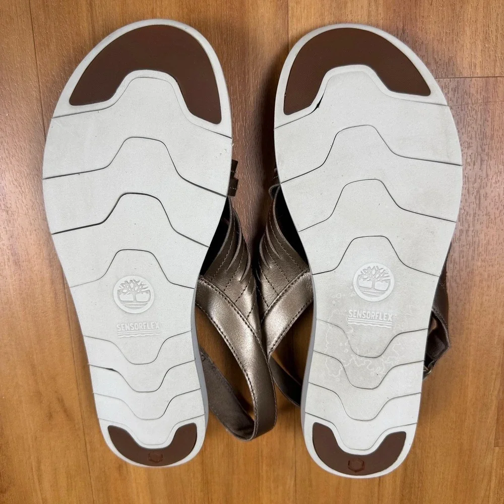 Timberland Womens Sandals 9.5 Bronze SensorFlex Crossband Slingback A1VNA